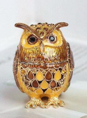 掐丝珐琅首饰盒七宝烧家居饰品手工艺品收纳盒猫头鹰金属摆件批发