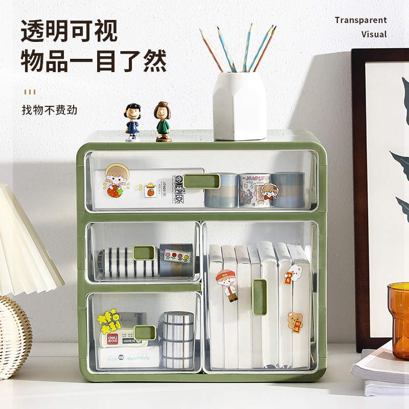 热销桌面收纳盒整理文具抽屉式学生书桌上办公文具杂物透明储物盒