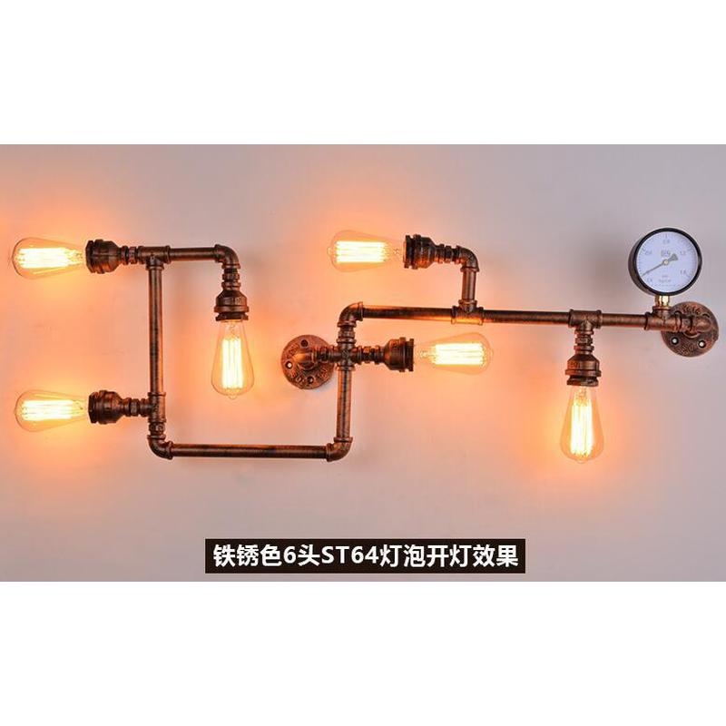 咖啡厅酒吧loft阳台复古美式工业风铁艺装饰水管壁灯个性齿轮过道