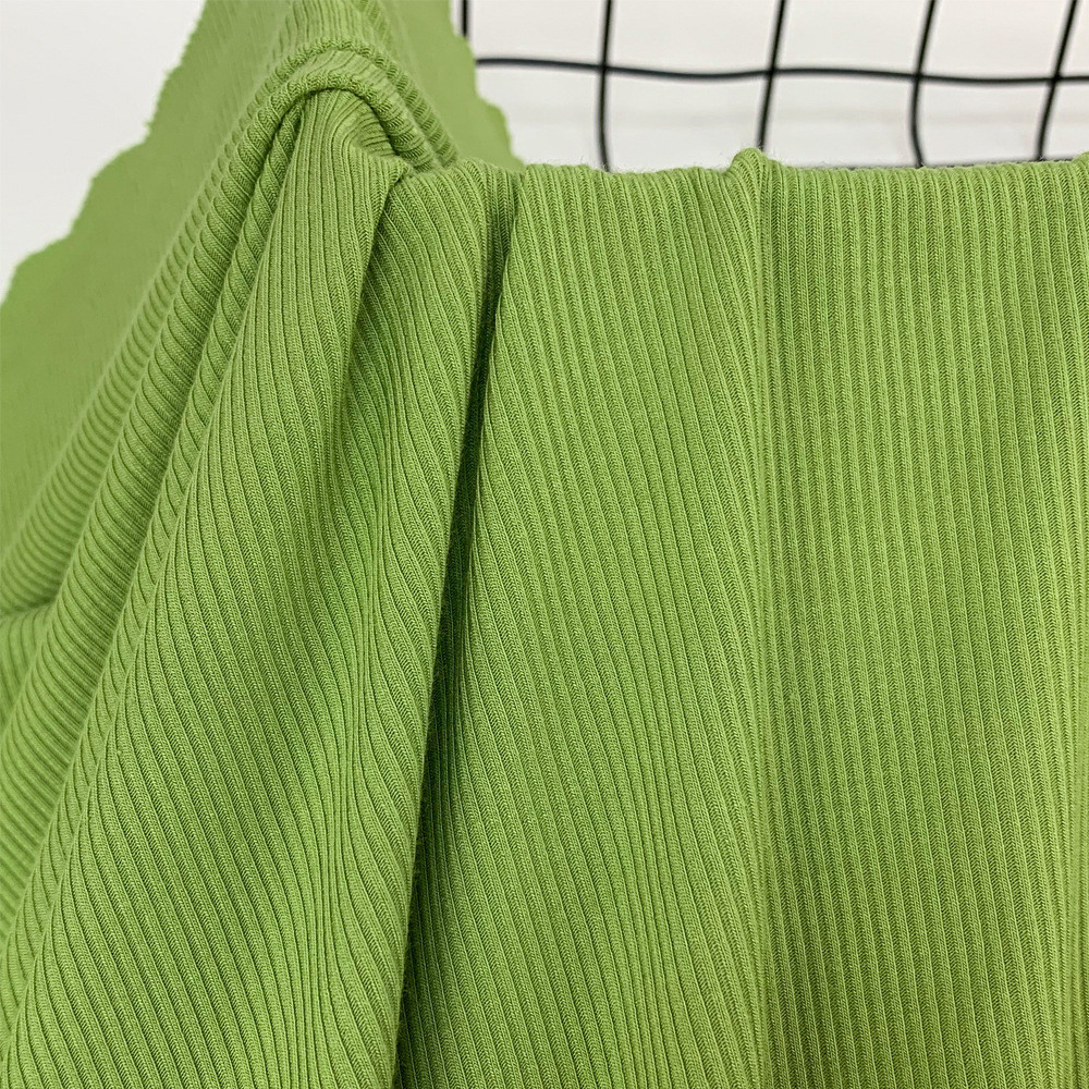 弹力氨纶针织布 40s罗纹2*2随面料 260g竖条纹打底裤莫代尔心裁