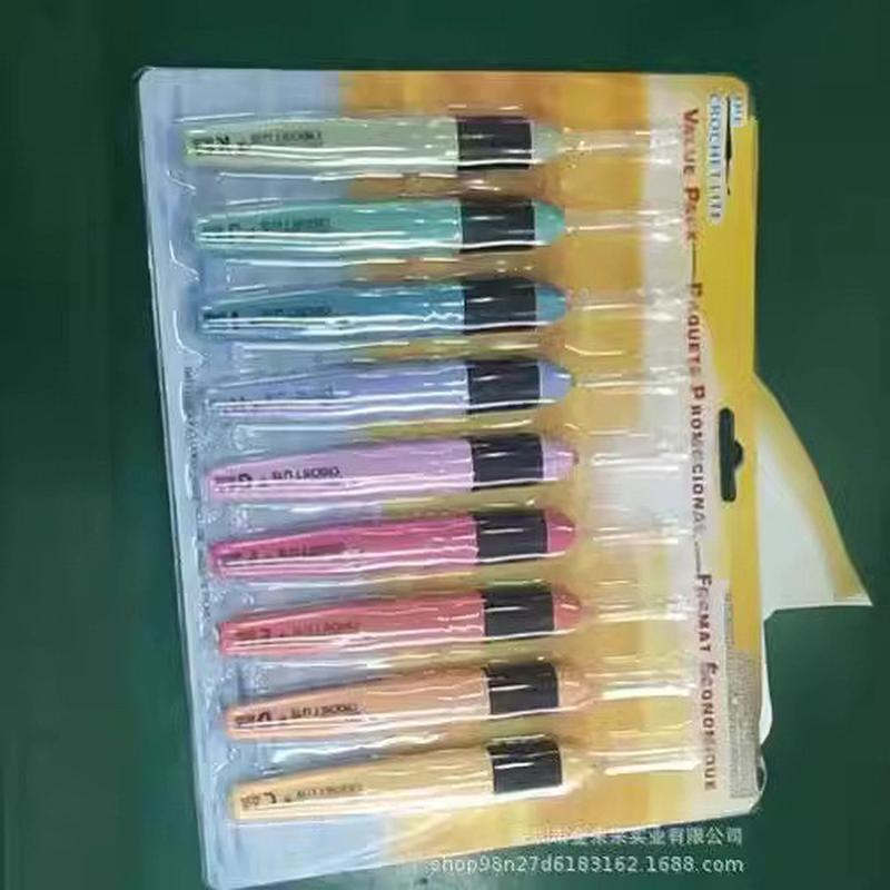 厂家直销编织工具9款旧支diy编织套装钩针彩色塑料柄钩针批发