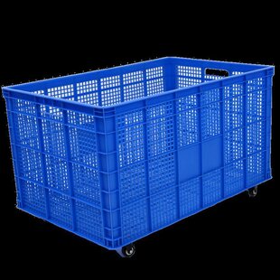 加厚塑料框周转筐长方形镂空胶筐服装框子大号箩筐轮带快递收纳箱