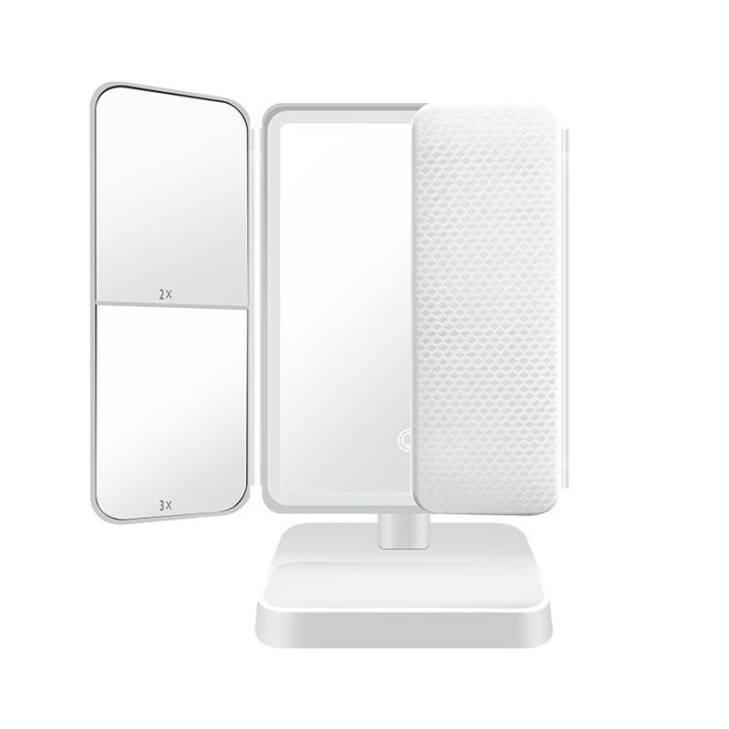 化妆镜led智能充电桌面三面折叠旋转感应放大镜补镜梳妆美妆光镜