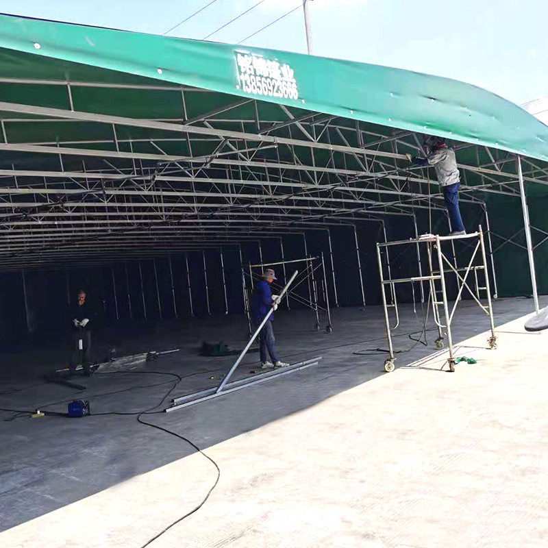 阜阳亳州物流车棚仓库伸缩遮阳棚pvc折叠帐篷推拉雨棚移动大型