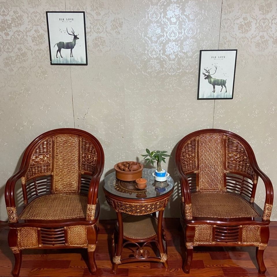 z苎1阳台真藤编桌椅庭院藤艺休闲藤椅茶桌藤条椅子三件套茶几
