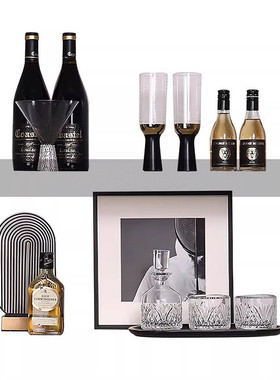 组合样板间橱柜装饰摆件展厅售楼处厨房酒柜北欧简约软装饰品搭配