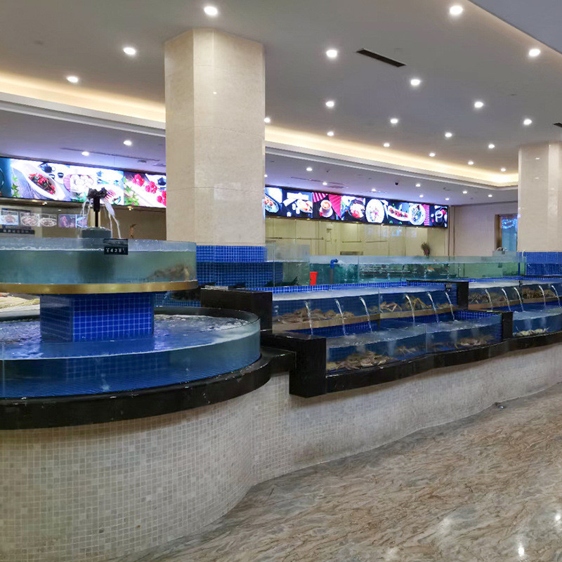 热销上海厂家制作海鲜池饭店大型多功能鱼缸多层开放式海鲜养鱼缸