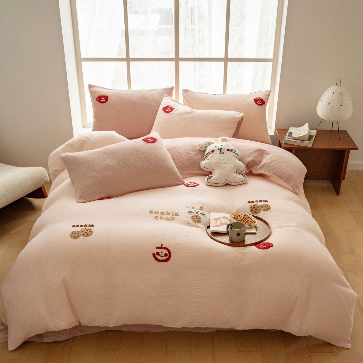 母婴儿童房全棉四件套40支双层纱三件套级被套少女心床上用品