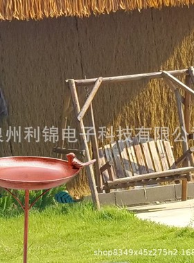 热销复古铁艺户外地插浴盆庭院野鸟喂鸟器鸟花园