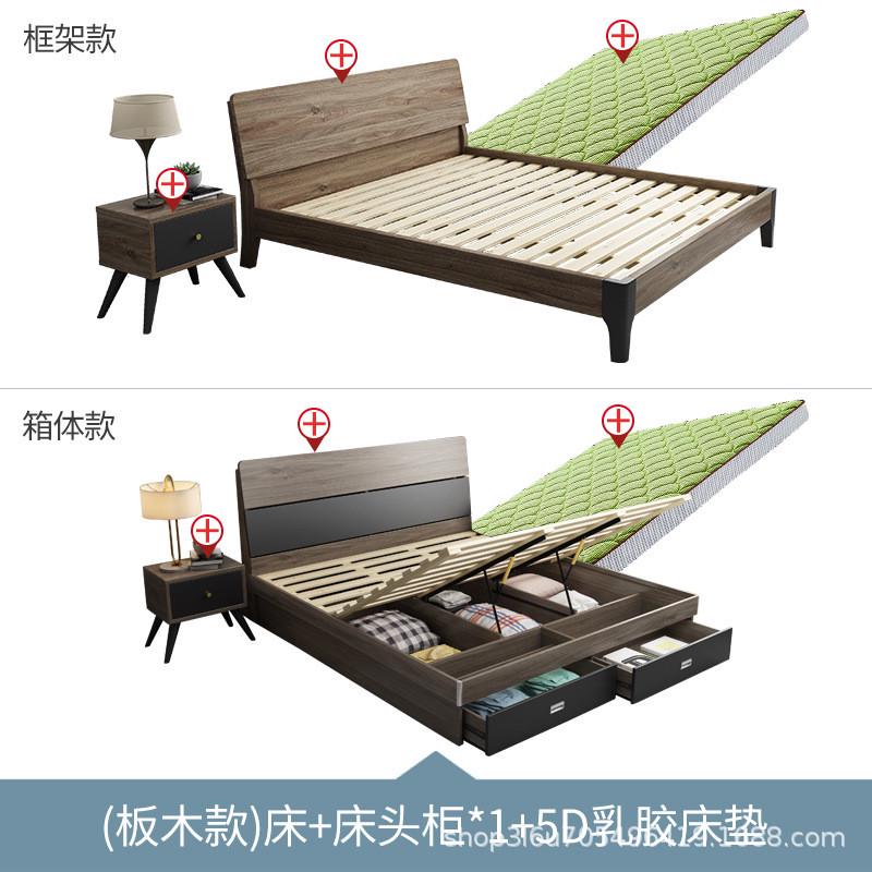 北欧现代简约床出租房1.5架子床1.8米双人床主卧板式儿童床小户型