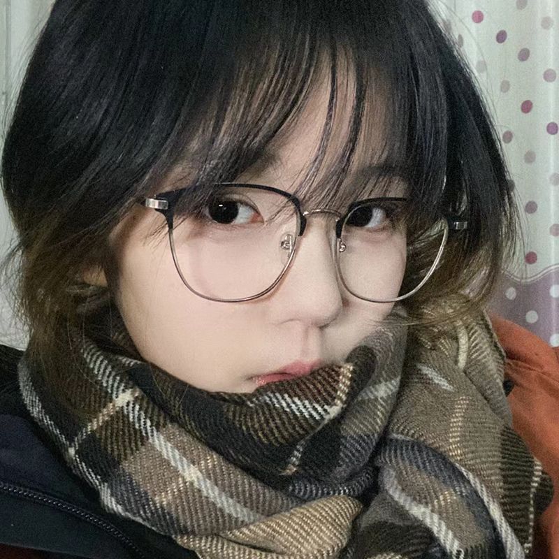 厂家斯文半框近视眼镜女ins高颜值眉线框防蓝光平光镜大脸显瘦学