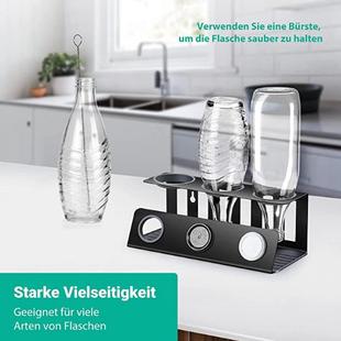 不锈钢三孔黑色沥水架 存放苏打水瓶 沥干架 硅胶垫硅胶圈刷子白