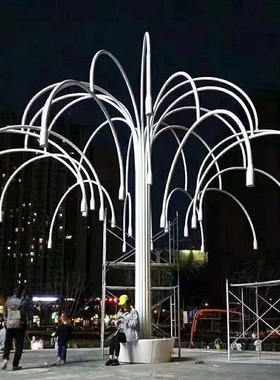 大型不锈钢树形商业广场户外金属镂空钢结构廊架雕塑景观造型摆件