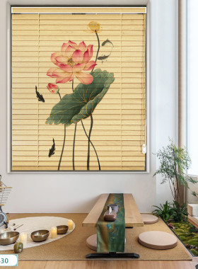 中式竹木窗帘百叶帘源头厂家客厅书房卧室餐厅遮阳防晒升降四合一