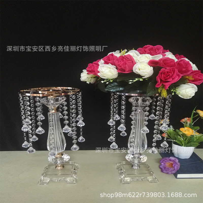 水晶珠帘路引婚庆场地布置道具t台装饰酒店餐桌烛台摆件厂家批发