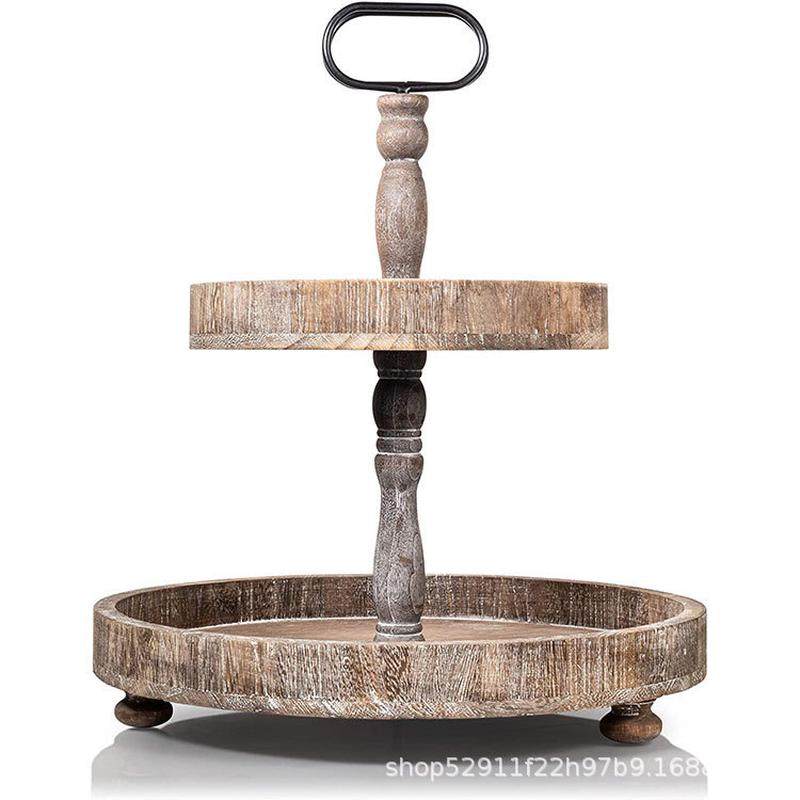 热销源头工厂简约时尚乡村复古厨房风格做旧农舍2层圆形双层糕点