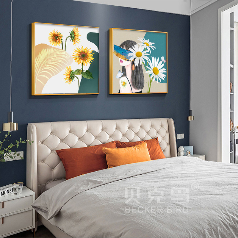 58n女孩卧室床头装饰画主卧房间墙面挂画现代简约客厅2024新款房