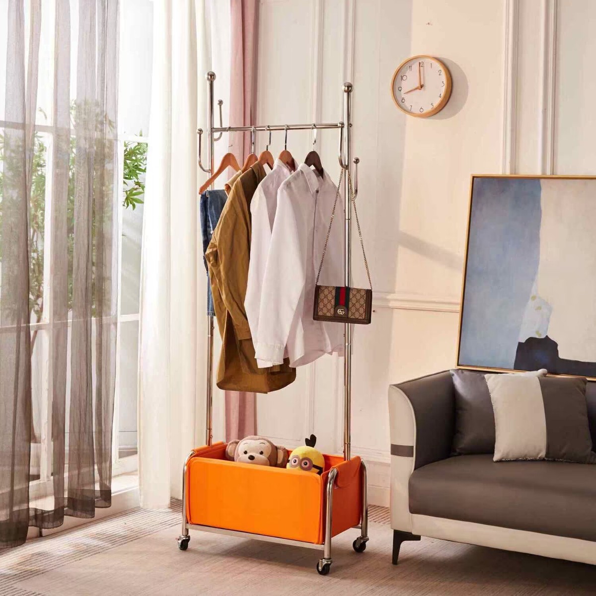 衣帽架卧室落地衣架可移动家用轻奢收纳不锈钢客厅北欧宿舍挂衣架