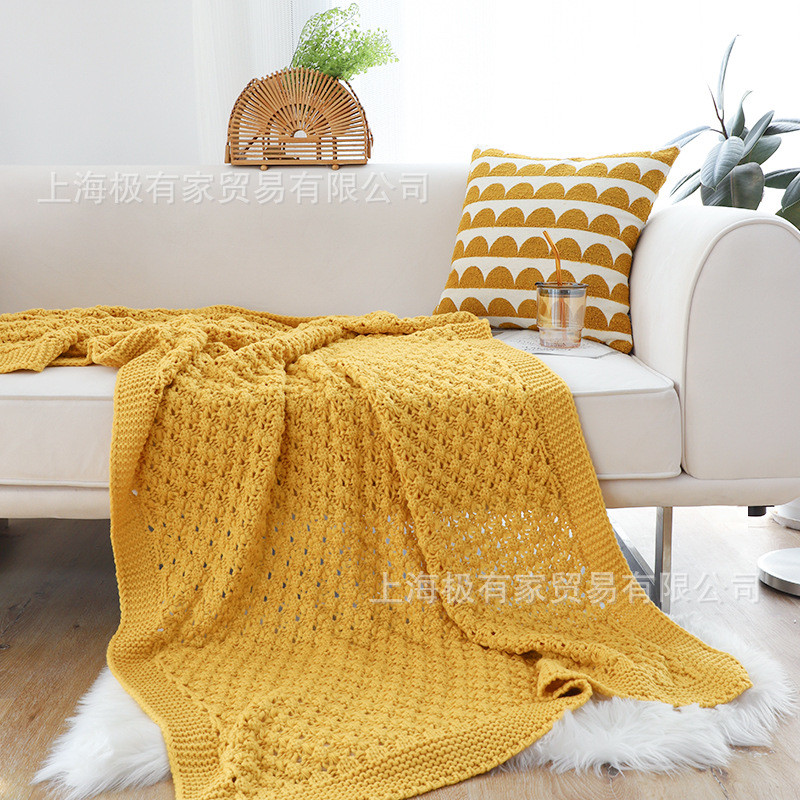 春夏纯色豆豆毯民宿酒店床尾毯针织毛毯客厅沙发盖毯床上毯子