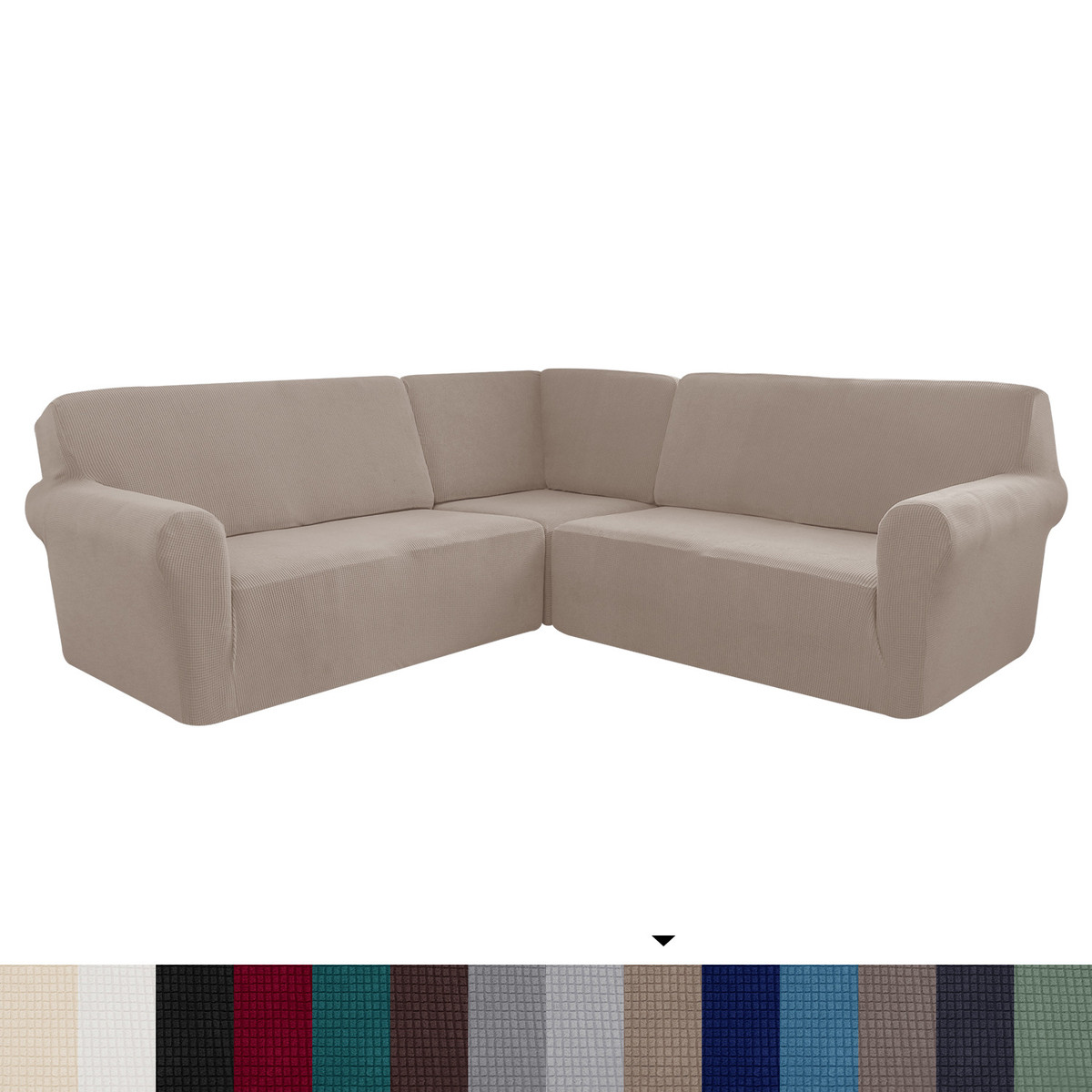 米格玉加厚绒l形5人座转角贵妃沙发套纯色简约家具套沙发套罩