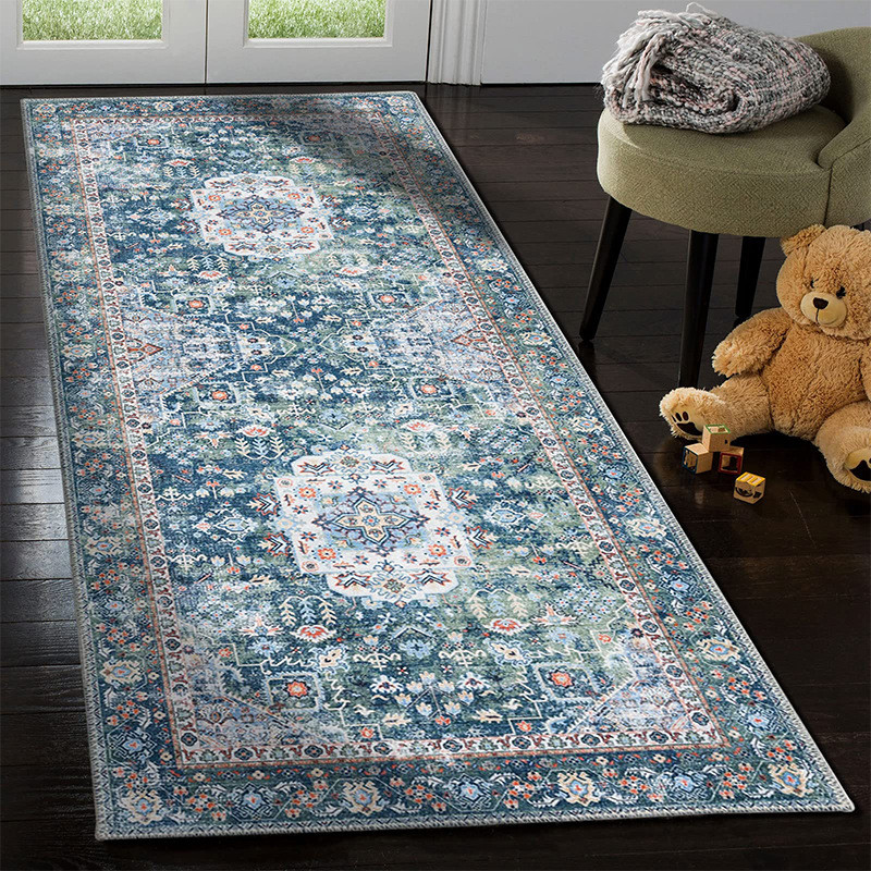 北欧风雪尼尔可折叠防滑地垫地毯客厅加厚家用茶几床边水洗