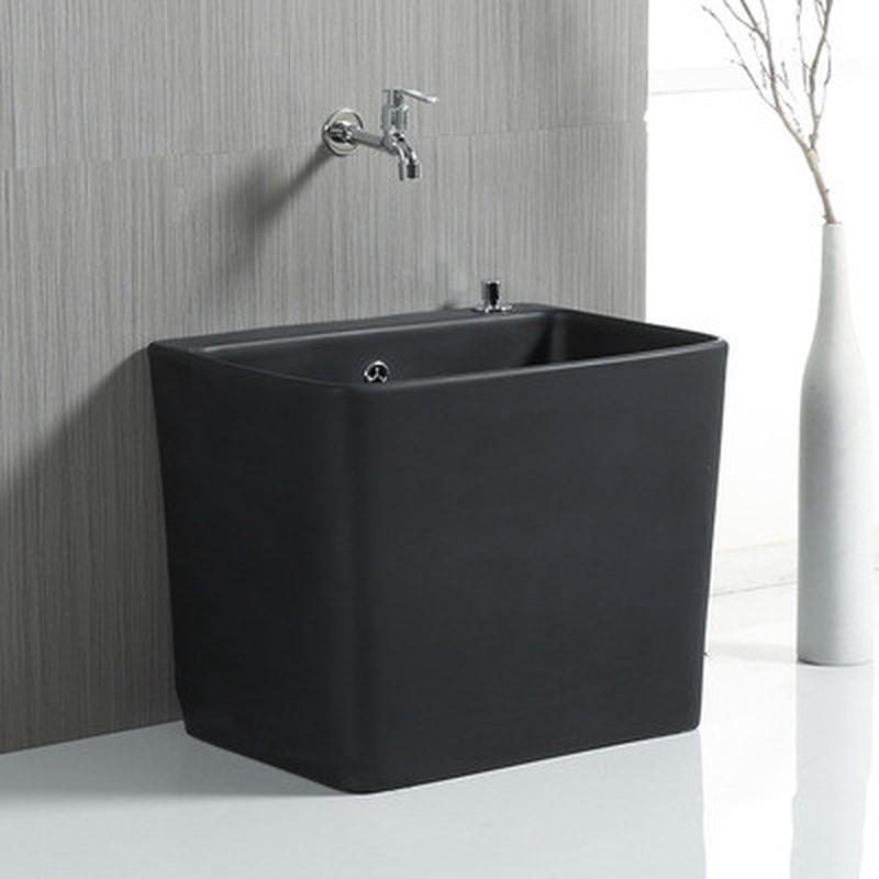 黑色陶瓷洗拖把池地盆家用阳台卫生间拖布池长方形墩布池拖把槽池