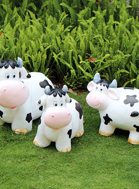 卡通奶牛工艺品摆件户外花园艺创意树脂动物景观庭院摆设装饰品