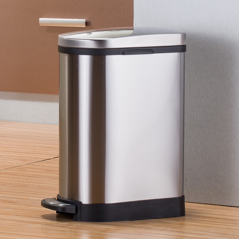 厨房夹缝翻盖脚踩长方形防臭厕所卫生间不锈钢式垃圾桶家用批发