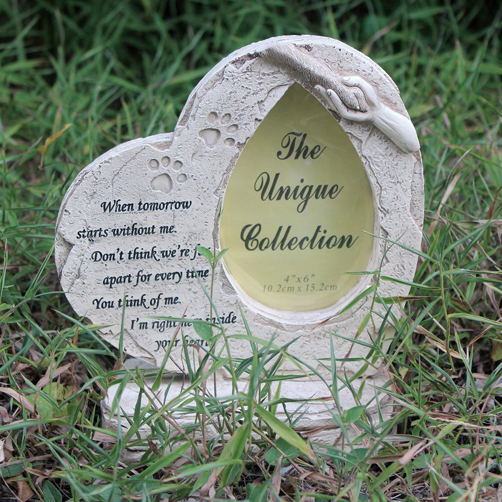 现货欧式相框背板心形小狗工厂墓碑摆件庭院树脂装饰宠物直销