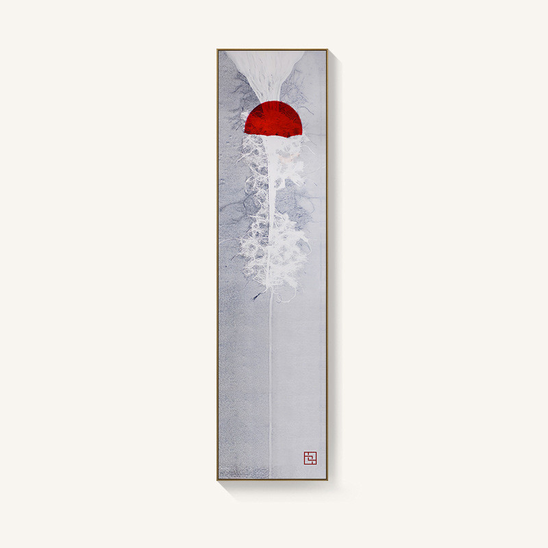 新中式装饰画玄关竖版挂画走廊过道楼梯壁画茶室书房日式禅意荷花图片