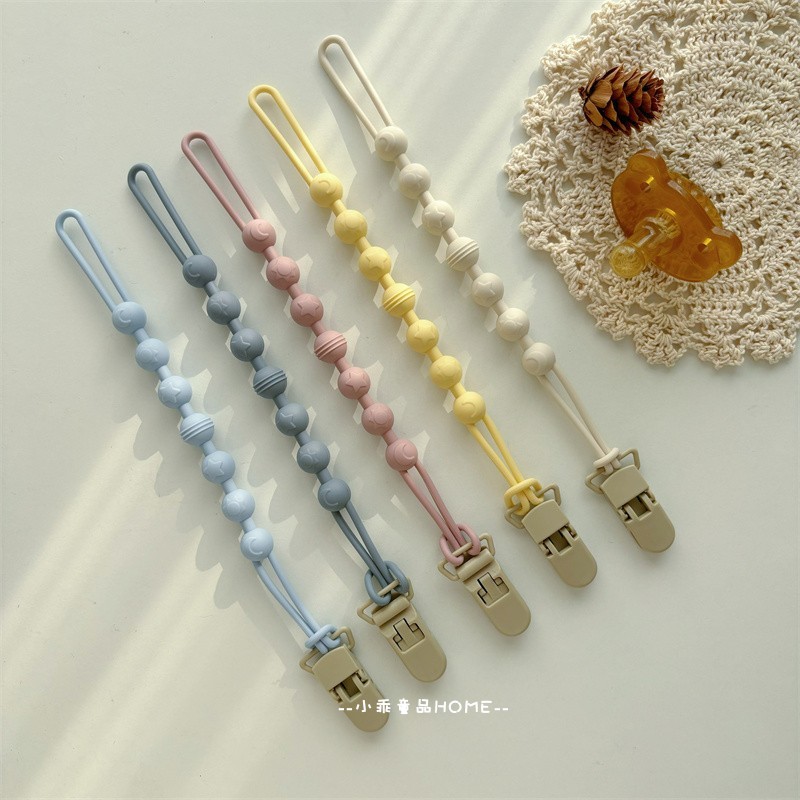 现货INS韩系硅胶奶嘴链宝宝牙胶玩具安抚奶嘴防掉绳婴儿奶瓶挂绳