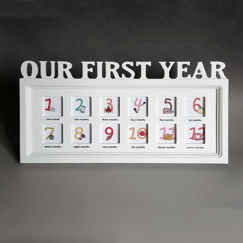 创意欧式宝宝儿童成长记录摆台一周岁礼品木质相框挂墙组合