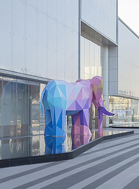 户外不锈钢几何大象雕塑定制园林景观景区草坪旅游小区落地大摆件