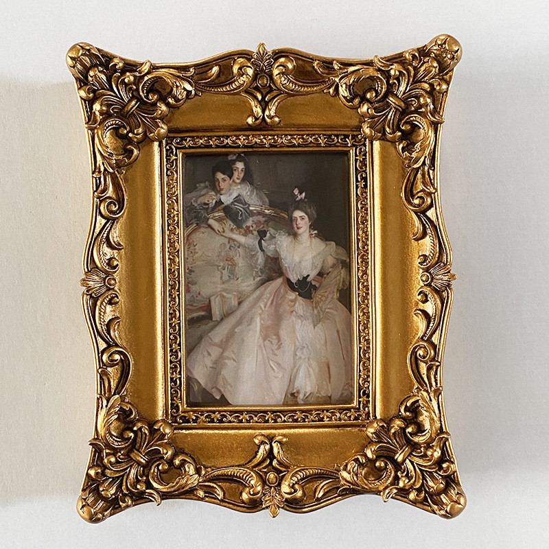 欧式雕花金色树脂相框组合浮雕照片墙挂壁创意长方形树脂相框摆台