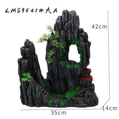大型鱼缸造景小桥流水三件套假山套餐人家造景假山仿真石头高假山