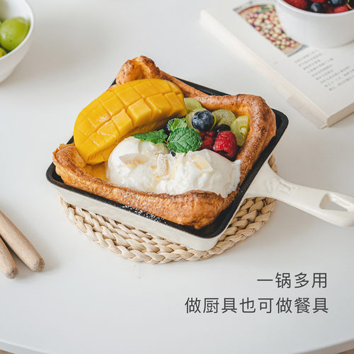 帕尼尼锅牛排铸铁锅热压三明治煎锅压板珐琅平底锅电磁炉家用早餐