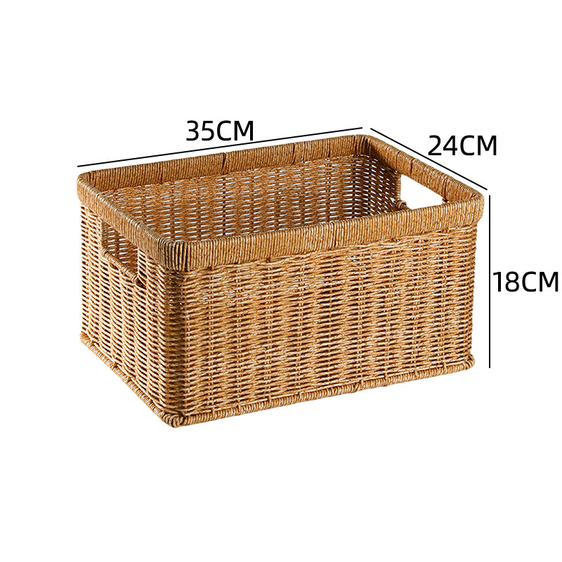 v6oq塑料藤编橱柜收纳筐衣帽间柜子储物筐电视柜格子篮整理篮正