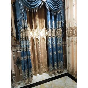 2019新款 成品定制发 高档绣花水溶别墅雪尼尔刺绣窗帘轻奢绒布欧式