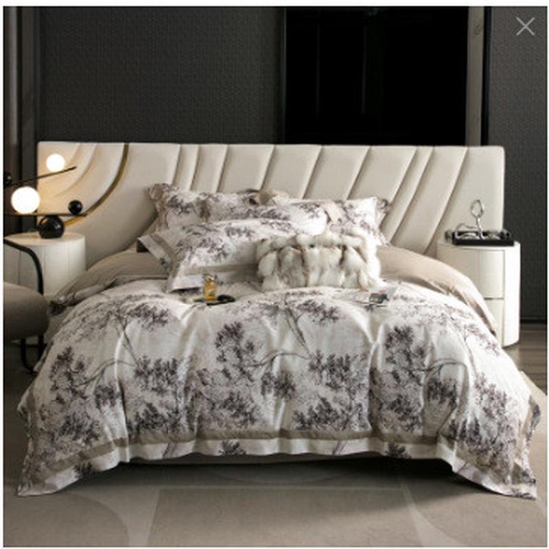 两只羊天丝棉磨毛床单四件套复古轻奢数码印花被套床上用品