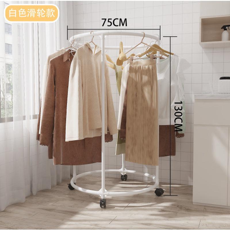新款带轮室外晾晒架圆形衣服收纳架阳台旋转晒衣架服装店展示架
