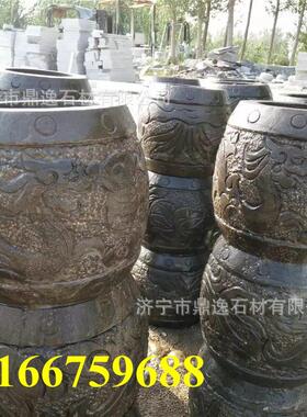 厂家直销青石门墩青石刻画柱础石柱基石古建仿古圆雕柱墩石