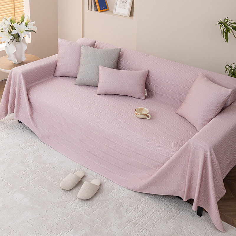 冰丝沙发巾万能高级感纯色简约风全包沙发罩凉感防滑沙发套夏季套
