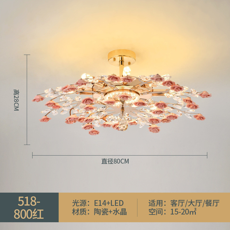 欧式吊灯客厅灯别墅豪华宫廷大厅灯浪漫法式陶瓷水晶灯主卧室吊灯