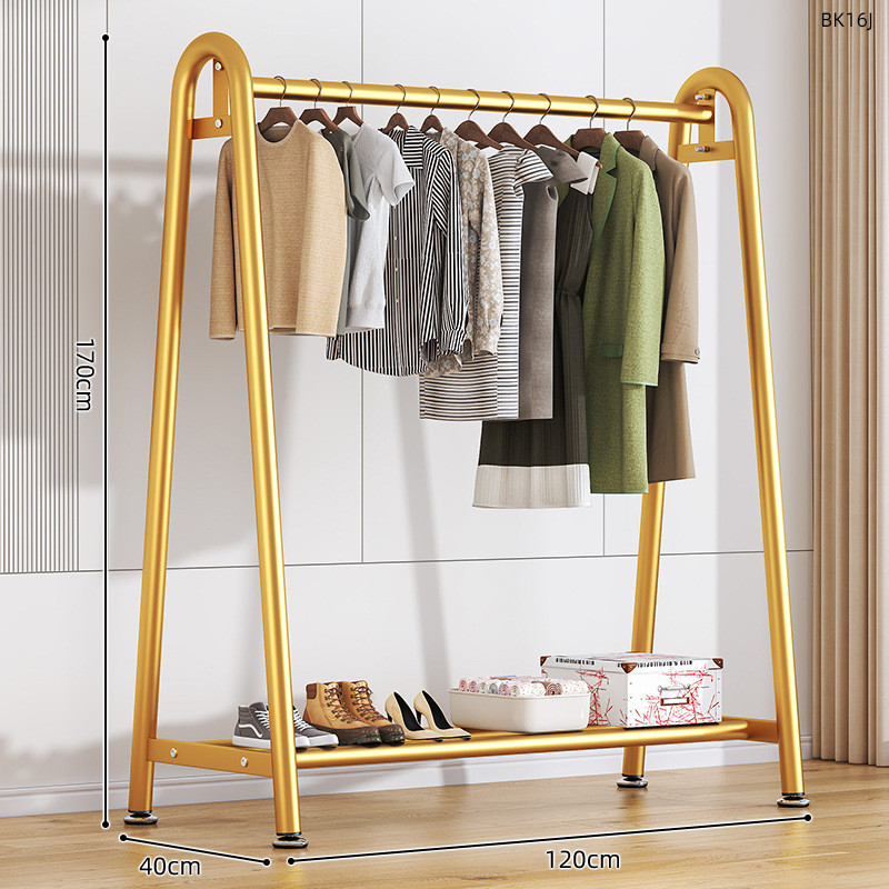 加粗简易家用晒衣架卧室挂衣杆衣帽架落地单杆式阳台晾衣架