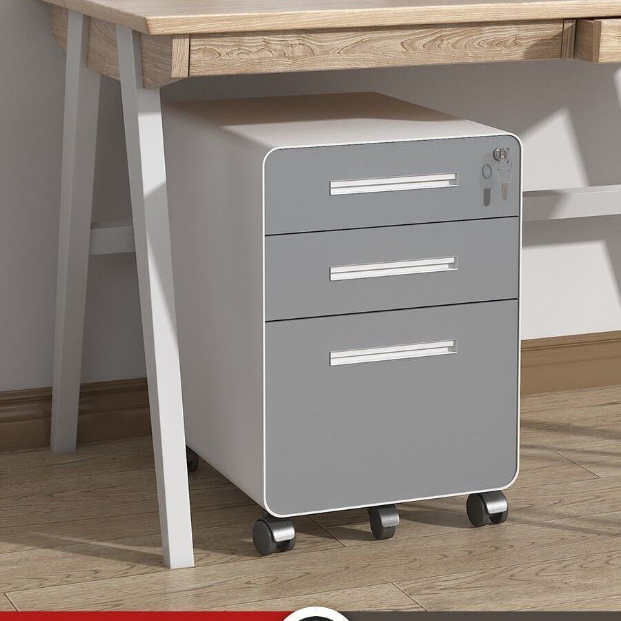 热销移动矮柜柜子钢制办公文件矩桌下可移动带轮抽屉式办公室多层