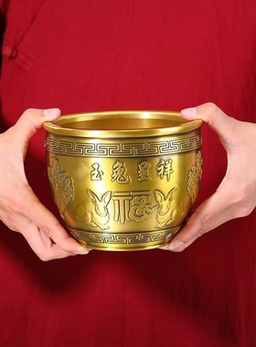批发玉兔呈祥2023兔年吉祥黄铜家居聚宝盆办公室摆设收藏送礼