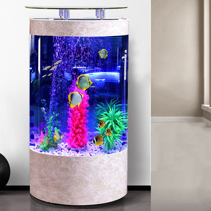 源头中大创海半圆形金鱼缸客厅家用工厂型欧式落地式免换水水族箱
