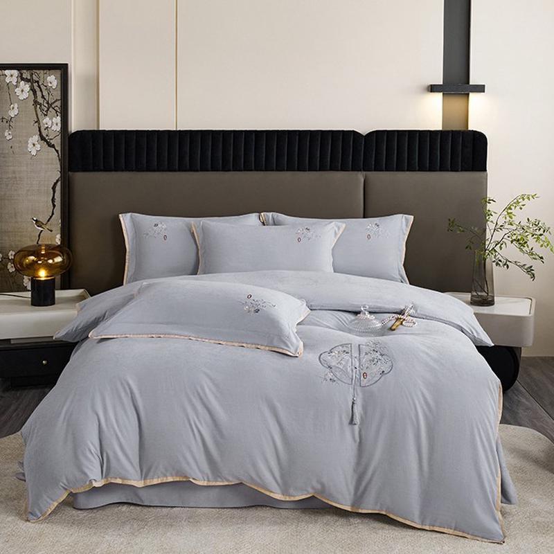 厂家直销肤刺绣四件套亲新中式加厚国风小清新床上用品套件批发