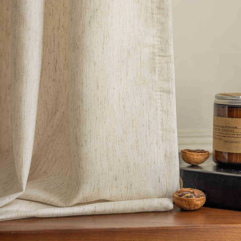 日式窗纱麻纱透光不透人侘寂风窗帘新款棉麻加厚客厅阳台原木风亚