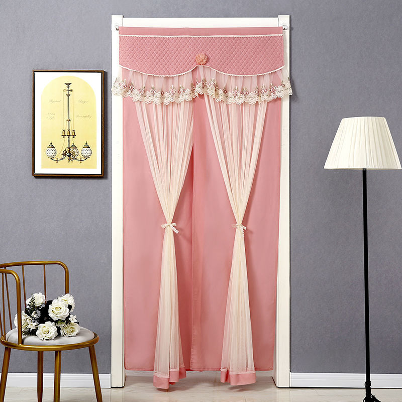 免打孔子隔断帘家用空调门帘防风防冷气装饰帘双开双层挂帘